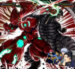  4boys absurdres arikawa_yun armor black_hair cheering claws clenched_hands clove crosscounter crossover energy fangs gaijin_4koma_(meme) gauma getter_emperor getter_rays getter_robo getter_robo_arc giant giant_monster ginga_no_kou glasses glowing godzilla godzilla_(series) godzilla_singular_point godzilla_ultima green_light grey_hair gridman_universe hair_between_eyes highres horns jacket kaiju long_sleeves mecha mecha_focus mecha_pilot_suit meme monster multiple_boys muscular nagare_takuma open_mouth parody red_armor red_hair robot scales scar scar_on_face sharp_teeth shirt short_hair sitting sleeveless spikes spines ssss.dynazenon super_robot super_robot_wars super_robot_wars_y tail teeth tokusatsu tsukinowa_cross very_long_tail white_shirt yellow_eyes 