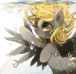  blonde_hair bubble derpy_hooves grey my_little_pony my_little_pony_friendship_is_magic no_humans open_mouth pegasus pony solo submerged suikuyo underwater water wings yellow_eyes 