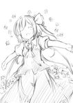 :d ^_^ ascot bad_id bad_pixiv_id closed_eyes daiyousei fairy_wings flower greyscale happy monochrome open_mouth outstretched_arms salmon_(saaamon) short_hair side_ponytail sketch skirt skirt_set smile solo touhou wings 