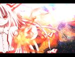  bad_id bad_pixiv_id dress_shirt fire flame fujiwara_no_mokou hair_ribbon letterboxed long_hair mari_audio red_eyes ribbon shirt solo suspenders touhou upper_body very_long_hair white_hair 