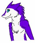  chest_tuft fur gay herm intersex male maleherm pietro.sergal plain_background purple_fur sergal smile solo tuft white_background white_fur 