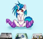  camel_toe equine ezkarpy female feral friendship_is_magic fur hair hi_res horn horse mammal my_little_pony navel panties pony red_eyes socks solo tongue tongue_out two_tone_hair underwear unicorn vinyl_scratch_(mlp) white_fur 
