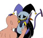  &lt;3 areola bald blush cape clothed clothing deltarune faceless_male hand_on_body hand_on_head hat headgear humanoid imp jester jevil_(deltarune) kuruko looking_down looking_pleasured male male/male mostly_nude navel nipple_suck nipples not_furry nude open_mouth pants pointy_ears sharp_teeth shirt slightly_chubby smile standing sucking sweat teeth tongue tongue_out video_games yellow_eyes 
