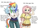  anthrofied blue_eyes blue_skin clothed clothing duo equine female fluttershy_(mlp) friendship_is_magic hair horse human mammal multi-colored_hair my_little_pony necklace pegasus pink_hair pony purple_eyes rainbow_dash_(mlp) rainbow_hair shepherd0821 shirt shorts wings 