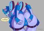 2025 5_fingers absurd_res bent_over big_butt biped black_text blue_body blue_eyes butt butt_grab chromia cybertronian dialogue empty_eyes english_text female female_humanoid fingers grey_background grey_body hand_on_butt hasbro head_turned hi_res humanoid lips looking_at_viewer looking_back looking_back_at_viewer machine multicolored_body not_furry planz34 purple_body purple_lips rear_view red_body robot robot_humanoid signature simple_background solo speech_bubble spread_butt spreading takara_tomy talking_to_viewer teeth text transformers white_text