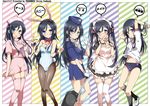  adjusting_hair alternate_costume alternate_hairstyle animal_ears apron aragaki_ayase arms_up bandaid bandaid_on_knee black_hair black_legwear blue_eyes blush breasts bunny_ears bunny_girl bunny_tail bunnysuit buruma cleavage clipboard detached_collar enmaided flight_attendant garter_straps gloves gym_uniform hat heart heart_hands kneehighs long_hair luggage maid maid_headdress medium_breasts midriff nurse nurse_cap ore_no_imouto_ga_konna_ni_kawaii_wake_ga_nai pantyhose pencil_skirt pink_legwear salute shoes skirt smile solo suitcase tail thighhighs tray twintails uwabaki white_gloves white_legwear wrist_cuffs yasuda 