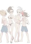  2boys 2girls astral_(yuu-gi-ou_zexal) bikini breasts dark_persona dual_persona earrings genderswap high_heels jewelry joniko1110 multiple_boys multiple_girls necklace shingetsu_rei shoes short_hair swimsuit tsukumo_yuma tsukumo_yuuma yu-gi-oh! yuu-gi-ou_zexal 