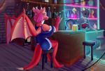  2018 alcohol anthro bar beer beverage christmas cyber dragon elvche female holidays neon new_year 