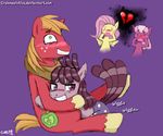  big_macintosh_(mlp) blonde_hair blush cheerilee_(mlp) crabmeatstick cutie_mark equine female feral fluttershy_(mlp) friendship_is_magic green_eyes group hair horse male mammal my_little_pony pegasus pink_hair ponification pony purple_eyes smartypants_(mlp) straight tail_wiggle wings yoke 