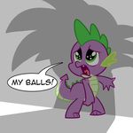  castration crossover dragon dragon_ball english_text fangs friendship_is_magic goku green_eyes madmax male my_little_pony scalie spike_(mlp) suggestive text 