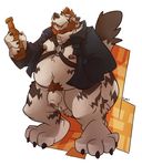  abs alcohol anthro balls beer beverage biceps body_markings canine donovan donryu feline fur hair kuma male mammal markings muscles nude pecs penis percing piercing pose smile solo stripes tiger vex_(character) white_tiger 