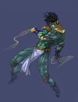  bad_id bad_pixiv_id black_hair blue_eyes fingerless_gloves gloves highres jojo_no_kimyou_na_bouken loincloth muscle stand_(jojo) star_platinum touge_(kubiwa_tsuki) 