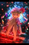  ascot blonde_hair dress flandre_scarlet flower hat letterboxed licking red_eyes rose ryosios short_hair side_ponytail smile solo tongue touhou wings 