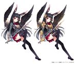  black_hair bunny_ears bunnygirl kaku-san-sei_million_arthur nardack red_eyes sword weapon white wings 