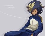  bad_id bad_pixiv_id character_request closed_eyes hair_over_one_eye inazuma_eleven_(game) inazuma_eleven_(series) jacket male_focus motojima_hakka multicolored_hair raimon solo track_jacket translation_request two-tone_hair 