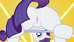  anus butt equine female feral friendship_is_magic fur horn horse mammal my_little_pony panties pony presenting pussy rarity_(mlp) solo sweat tiarawhy underwear unicorn white_fur 