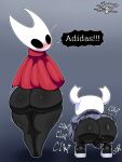 2025 3:4 adidas arthropod ass_clapping backsack balls big_butt blush bottomless butt butt_focus clothed clothing dialogue dn28 duo female footwear genitals grey_balls grey_body grey_butt grey_penis hi_res hollow_knight_(franchise) horn hornet_(hollow_knight) insect larger_female looking_back male motion_lines onomatopoeia penis rear_view shaking_butt shoes simple_background size_difference smaller_male sound_effects team_cherry text the_knight_(hollow_knight) thick_thighs twerking vessel_(species)