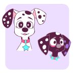 101_dalmatian_street 101_dalmatians 1:1 arkay9 black_body black_ear black_fur black_nose black_spots canid canine canis collar dalmatian dante_(101_dalmatians) disney domestic_dog duo dylan_(101_dalmatians) feral floppy_ears fur grey_nose heterochromatic_ears hi_res male mammal pastel_(artwork) red_collar spiked_collar spikes spots star traditional_media_(artwork) white_body white_fur white_spots