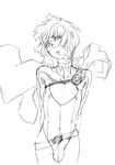  arms_behind_back bulge cape dc_comics genderswap genderswap_(ftm) greyscale leotard looking_at_viewer male_focus monochrome navel nipples po-ju power_girl sketch skin_tight solo white_background 