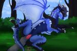 3:2 adult aomamesbeast dragon forest foresterotica hi_res mythological_creature mythological_scalie mythology nightwing_(wof) plant scalie seawing_(wof) tree wings_of_fire