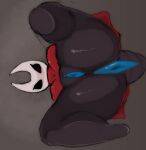 2_horns absurd_res anus arthropod arthropod_abdomen big_anus big_butt black_body black_eyes black_skin blue_anus blue_vulva breasts butt cloak clothing eyelashes female genitals grey_background hi_res hollow_knight_(franchise) horn hornet_(hollow_knight) looking_at_viewer looking_down low-angle_view qwpeowqpe red_cloak red_clothing shell simple_background solo team_cherry vulva worm&#039;s-eye_view