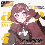  1girl anya_melfissa blonde_hair blush brown_hair commentary gradient_hair hololive hololive_indonesia long_hair looking_at_viewer multicolored_hair purple_eyes sakon04 smile solo streaked_hair symbol-only_commentary virtual_youtuber 