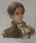  ascot bad_id bad_pixiv_id black_hair blue_eyes bookssl jitome levi_(shingeki_no_kyojin) male_focus paradis_military_uniform realistic shingeki_no_kyojin solo 