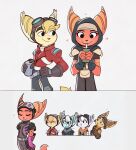 2025 anthro belt beverage_can clothing eyes_closed eyewear eyewear_on_head female fingerless_gloves fur gloves goggles goggles_on_head group hand_on_hip handwear hi_res hood juice_box lombax male mammal mopz_(ratchet_and_clank) ratchet_(ratchet_and_clank) ratchet_and_clank red_body red_fur rivet_(ratchet_and_clank) smile sony_corporation sony_interactive_entertainment sprocket_(ratchet_and_clank) striped_body striped_fur stripes time_fluffy500 widget_(ratchet_and_clank) yellow_body yellow_fur