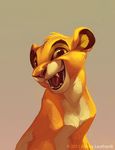  cub disney fangs feline feral fur gradient_background katanimate lion looking_at_viewer male mammal open_mouth simba smile solo the_lion_king tongue yellow_eyes yellow_fur young 