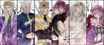  arm_blade atsuyu bad_id bad_pixiv_id blonde_hair diavolo dio_brando dual_persona enrico_pucci formal funny_valentine highres jojo_no_kimyou_na_bouken kars_(jojo) kira_yoshikage knife long_hair multiple_boys pink_hair purple_hair red_hair severed_hand steel_ball_run suit vinegar_doppio weapon white_hair 