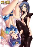  alpha_omega alpha_omega_(cosplay) aragaki_ayase black_eyes black_hair cosplay covering covering_crotch crescent crescent_hair_ornament gloves gokou_ruri gradient_hair hair_ornament hoshikuzu_witch_meruru long_hair lying multicolored_hair multiple_girls on_side ore_no_imouto_ga_konna_ni_kawaii_wake_ga_nai panties pantyshot pink_panties red_eyes suzuka_sakito thanatos_eros thanatos_eros_(cosplay) two-tone_hair underwear upside-down upskirt 