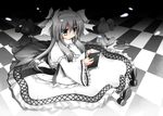  animal_ears cat_ears checkered checkered_floor dress highres long_hair original sakurano_asahi sitting solo 