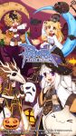  1boy 3girls :3 animal_on_head animal_skull arch_mage_(ragnarok_online) bat_(animal) black_cat black_gloves black_shirt blonde_hair blue_moon_loli_ruri blue_socks boots bow bowtie braid brown_capelet brown_hair brown_pants brown_sash bug candy capelet cat cat_on_head chibi chibi_only closed_eyes closed_mouth copyright_notice dress eye_print fake_halo fingerless_gloves food full_moon fur-trimmed_capelet fur_trim garlic garling_(ragnarok_online) ghost gloves gold_trim green_eyes grey_dress hair_bow halloween halloween_bucket halo hat highres holding holding_mask holding_staff house jack-o'-lantern logo loli_ruri long_hair long_sleeves looking_at_viewer mask moon multiple_girls official_art official_wallpaper on_crescent on_head open_mouth orange_eyes pants pointy_ears pumpkin purple_eyes purple_sky ragnarok_online red_bow red_bowtie red_socks sheet_ghost shirt sitting skull_on_head sky smile socks soul_ascetic_(ragnarok_online) spider spiding staff standing star_(symbol) star_print striped_clothes striped_socks twin_braids whisper_(ragnarok_online) white_boots white_hair white_shirt witch_hat wrapped_candy yuichirou 