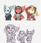 2025 anthro armor blue_body blue_fur crossed_arms eyebrows eyelashes eyes_closed eyewear eyewear_on_head female fire fur goggles goggles_on_head group hands_on_hips hi_res hood lombax male mammal mopz_(ratchet_and_clank) one_eye_closed ratchet_and_clank red_body red_fur smile sony_corporation sony_interactive_entertainment sprocket_(ratchet_and_clank) striped_body striped_fur stripes time_fluffy500 trio widget_(ratchet_and_clank) wink yellow_body yellow_fur