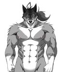  alpha_channel angry anthro biceps big_muscles black_nose blue_background canine facial_markings flexing frown fur grey_fur hair looking_at_viewer male mammal markings morenatsu muscles nipples nude pecs plain_background pose scar solo standing ten_kodori toned transparent_background unknown_artist white_fur wolf yellow_eyes 