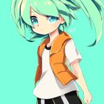  bad_id bad_pixiv_id character_name fei_rune garu_(inazuma_eleven) green_eyes green_hair inazuma_eleven_(series) inazuma_eleven_go inazuma_eleven_go_chrono_stone male_focus name_(oiuio) simple_background soccer_uniform solo sportswear 