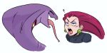  2018 ? ambiguous_gender arbok blue_eyes duo ear_piercing eyes_closed eyeshadow female hair hi_res human jessie_(team_rocket) lipstick makeup mammal nintendo open_mouth open_smile piercing pink_hair pok&eacute;mon pok&eacute;mon_(species) purple_eyes simple_background smile tongue tongue_out upscale video_games white_background yamujiburo 