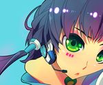  black_hair green_eyes hair_tubes headset jing_mian_tu luo_tianyi solo vocaloid vocanese 