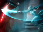  darth_nihilus duel female jedi knights_of_the_old_republic lightsaber male sith star_wars sword weapon 
