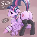  &lt;3 ? bent_over blush butt cutie_mark english_text equine female feral fetlocks friendship_is_magic hair horn horse looking_back mammal multi-colored_hair my_little_pony necktie ninjaham panties pink_hair ponilove pony presenting purple_eyes purple_hair solo suggestive text twilight_sparkle_(mlp) two_tone_hair underwear winged_unicorn wings 