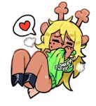 1her0 5_fingers alpha_channel anthro antlers aroused blonde_hair bodily_fluids bottomless buckteeth butt clothed clothing countershade_legs countershade_thighs countershading curled_up deer deltarune female fetal_pose fingers freckles hair hooves horn long_hair mammal new_world_deer noelle_holiday red_nose reindeer scut_tail shirt shirt_only short_tail sniffing sniffing_clothes solo sweat tail teeth topwear topwear_only undertale_(series)