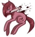  blue_eyes crummi cutie_mark equine female feral friendship_is_magic fur grimdark hair hatchet higurashi_no_naku_koro_ni horse looking_at_viewer mammal my_little_pony navel pink_fur pink_hair pinkamena_(mlp) pinkie_pie_(mlp) plain_background pony smile solo weapon white_background 