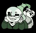 animated anthro being_cute bone cloudy_hyena eyewear glasses hybrid invalid_tag kicking_legs looking_at_viewer lying male oliver_(cloudy_hyena) silly skeleton solo wearing_glasses