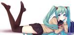  alternate_costume aqua_eyes aqua_hair black_legwear caidychen chin_rest full_body hatsune_miku highres legs_up loafers long_hair looking_at_viewer lying neckerchief on_stomach pleated_skirt school_uniform serafuku shoes skirt solo thighhighs twintails very_long_hair vocaloid 