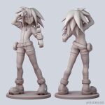  3d ankle_boots belt bike_shorts bodysuit bodysuit_under_clothes boots from_behind gloves grey_background guima3d highres jumpsuit mega_man_(series) mega_man_legends_(series) red_boots roll_caskett_(mega_man) short_jumpsuit simple_background smile socks tagme utility_belt wrench 