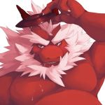  alcohol anthro beard beverage claws clothed clothing dragon drunk eastern_dragon facial_hair grin kemono looking_at_viewer lowergold lowerkuo male muscular sake scalie smile solo topless 
