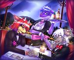  bell beverage candle city dinner dragon ear_piercing evening feline flower gay katsuke maid maid_uniform male mammal piercing ribbons rose suit tuxedo waiter wine zentrin zoop 