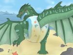 absurd_res bodily_fluids diaper dragon embarrassed european_mythology feral genital_fluids hi_res male mythological_creature mythological_scalie mythology raised_leg rear_view scalie scripin seawing_(wof) solo spread_wings turtle_(wof) unclean_diaper urine used_diaper western_dragon wet_diaper wings wings_of_fire