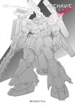  3d beam_rifle cable character_name commentary_request commission energy_gun gundam harryych highres machinery mecha mecha_focus missile_pod mixed-language_commentary mobile_suit monochrome neo_zeon no_humans one-eyed original redesign robot science_fiction signature solo unfinished weapon zaku_iii zaku_iii_custom 