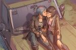  2girls afterlaughs blue_hair blue_pants brown_hair brown_jacket car chloe_price closed_eyes day denim grass green_car jacket jeans kiss kissing_cheek life_is_strange_(series) life_is_strange_1 max_caulfield motor_vehicle multiple_girls open_clothes open_jacket outdoors pants short_hair sitting sitting_on_vehicle 